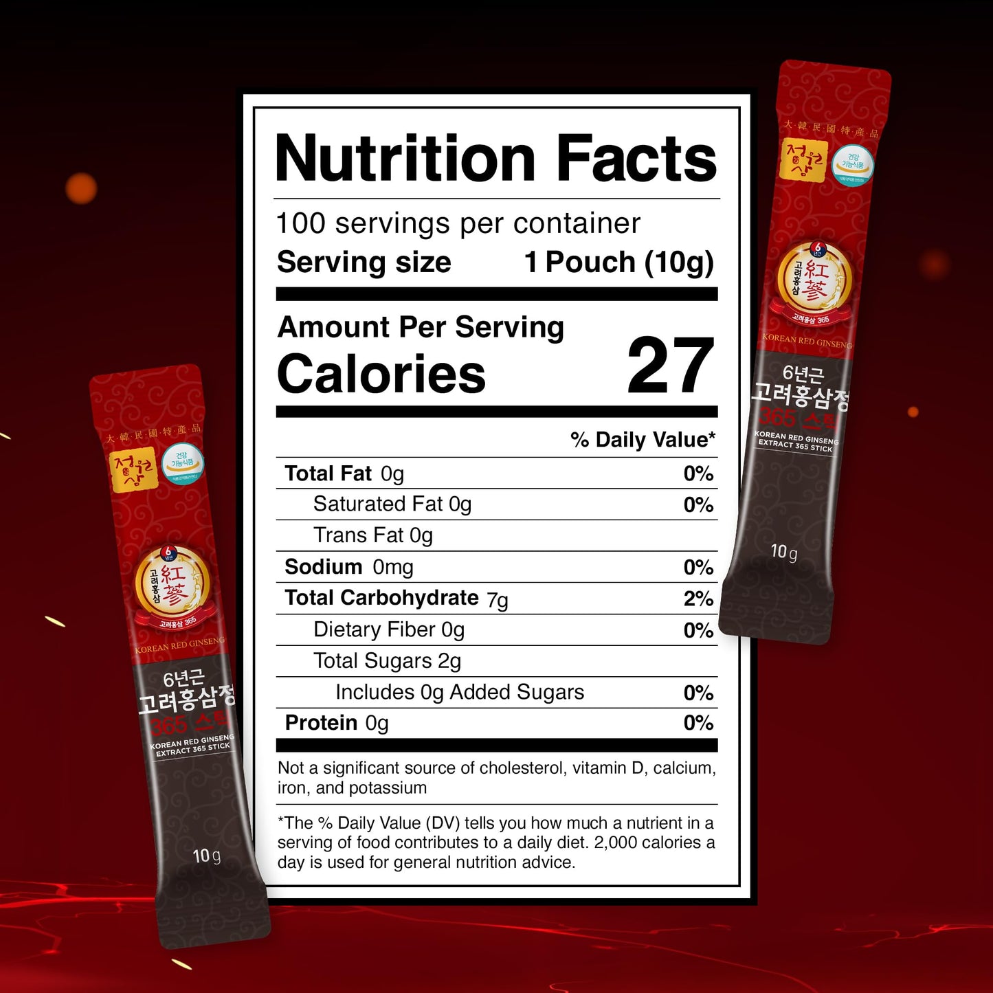 JUNGWONSAM 6-Year Korean Red Ginseng 365 | 100 Sticks | Vegan | 7mg Ginsenosides Per Stick | 100-Day Supply