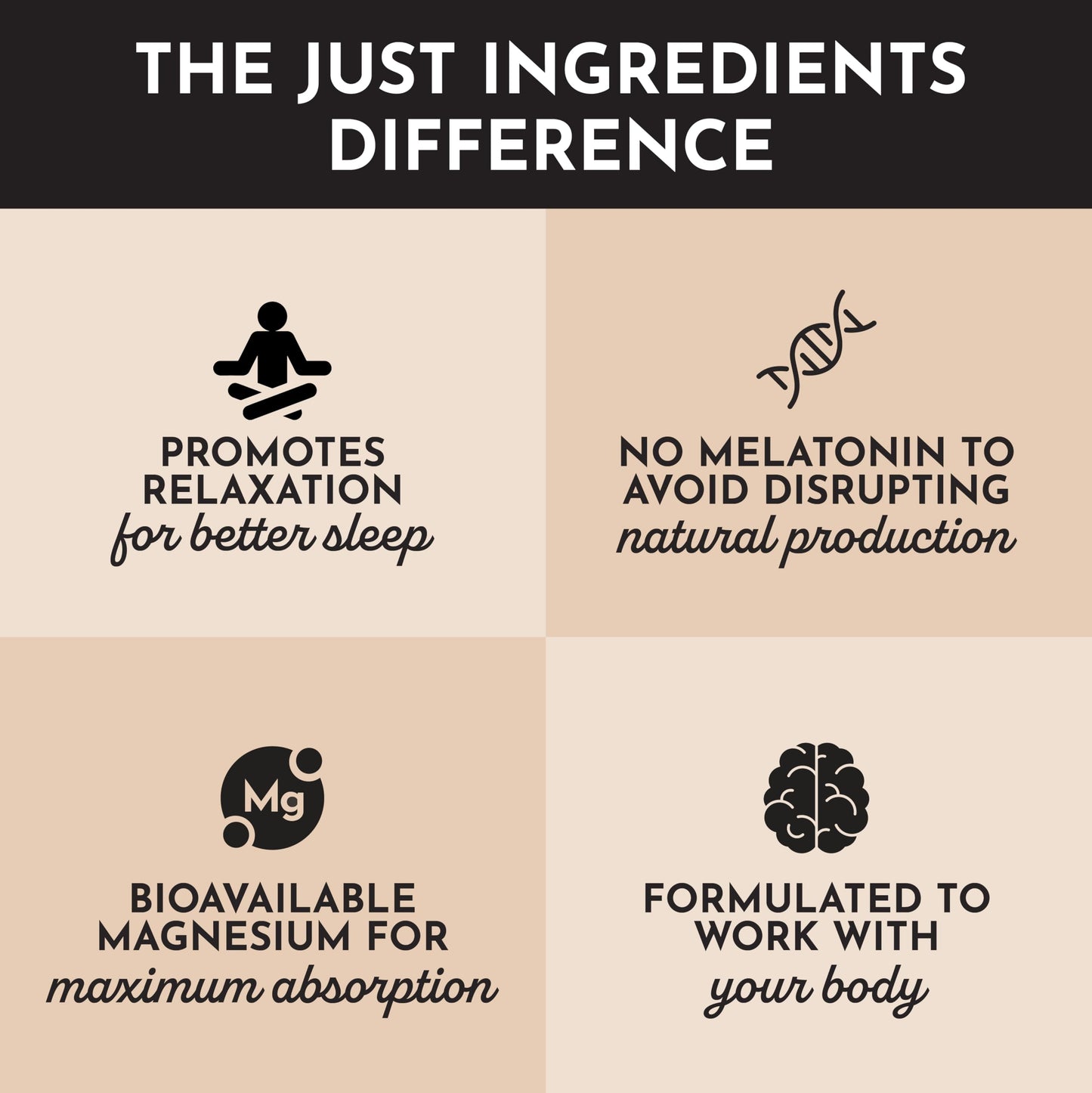 JUST INGREDIENTS Chai Nighttime Relax Drink Mix – 30 Servings | No Sugar Added | Magnesium, L-Theanine, Chamomile & Tart Cherry