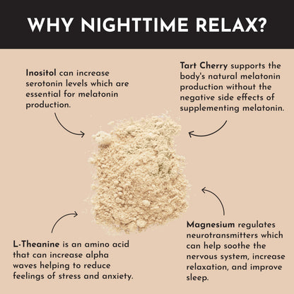 JUST INGREDIENTS Chai Nighttime Relax Drink Mix – 30 Servings | No Sugar Added | Magnesium, L-Theanine, Chamomile & Tart Cherry