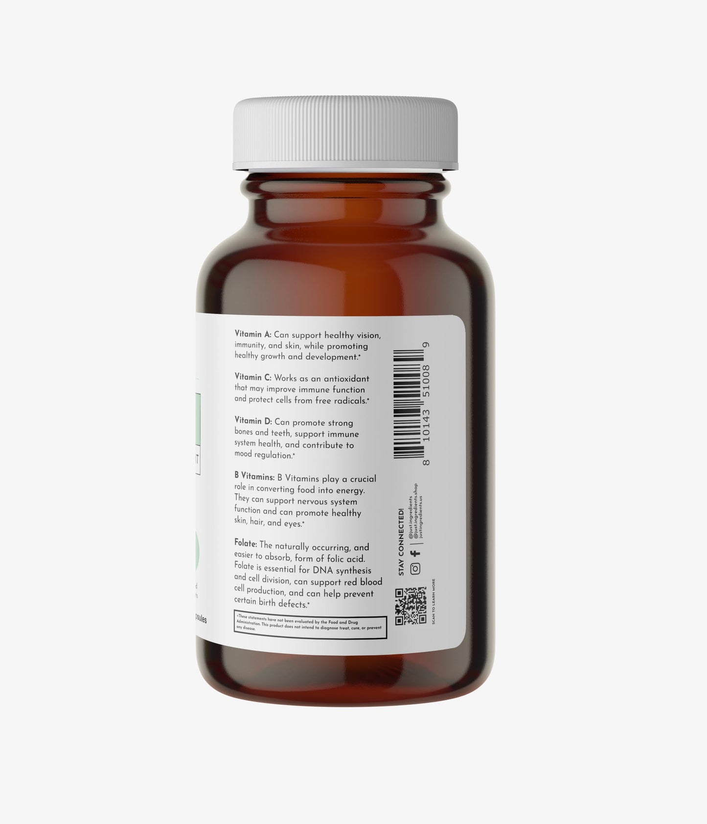 JUST INGREDIENTS Multivitamin – Plant-Based, Vegetarian – 60 Capsules