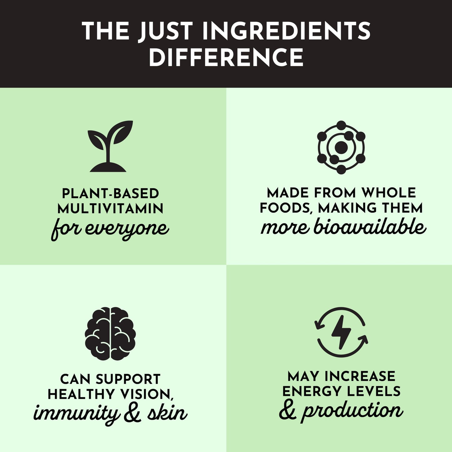 JUST INGREDIENTS Multivitamin – Plant-Based, Vegetarian – 60 Capsules