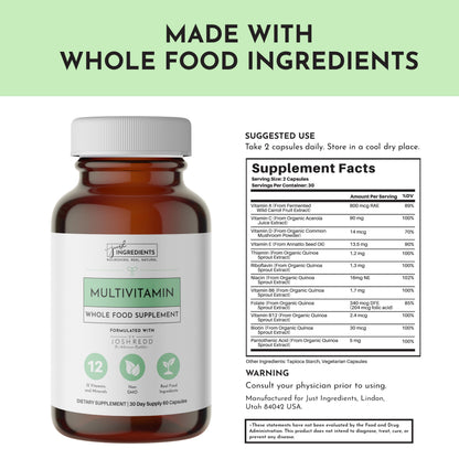 JUST INGREDIENTS Multivitamin – Plant-Based, Vegetarian – 60 Capsules