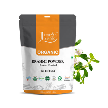 Just Jaivik Organic Brahmi Powder – Bacopa Monnieri, USDA Organic, 227 g