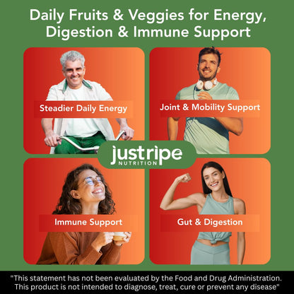 Just Ripe Nutrition Fruits & Veggies Supplement - 2 Pack (90 Fruit + 90 Vegetable Capsules) | Whole Food Superfood