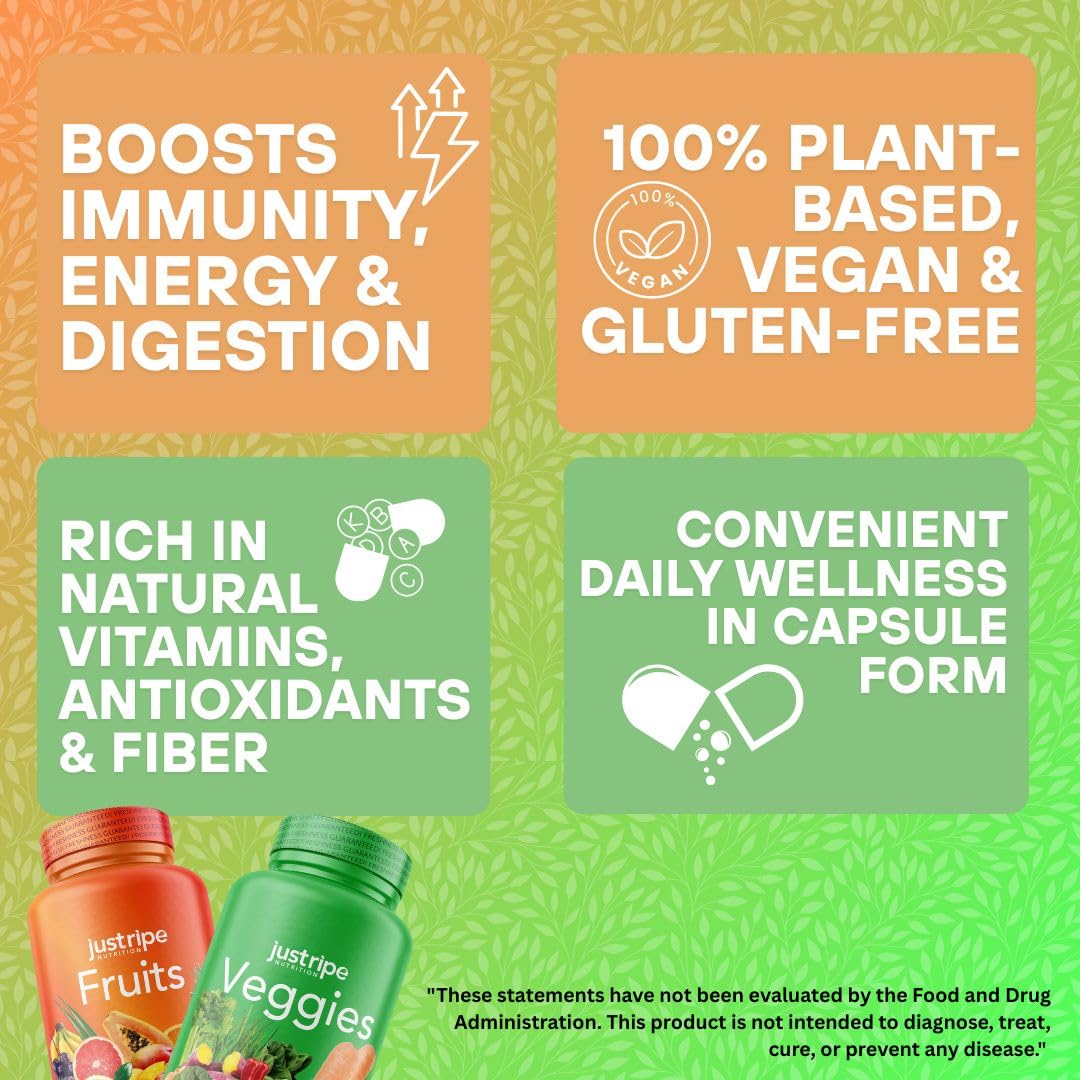 Just Ripe Nutrition Fruits & Veggies Supplement – 180 Whole Food Capsules