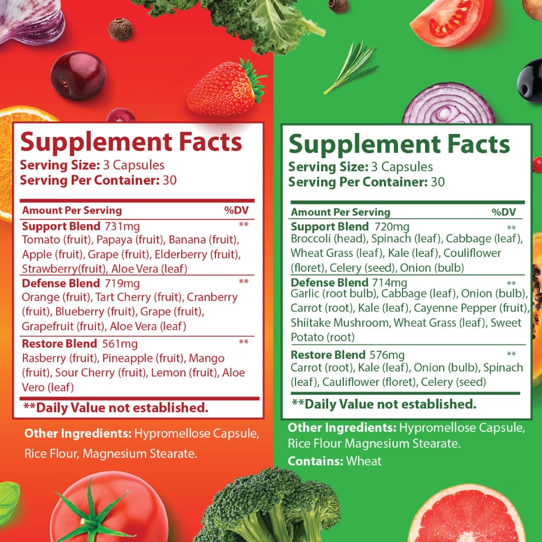 Just Ripe Nutrition Fruits & Veggies Supplement – 180 Whole Food Capsules