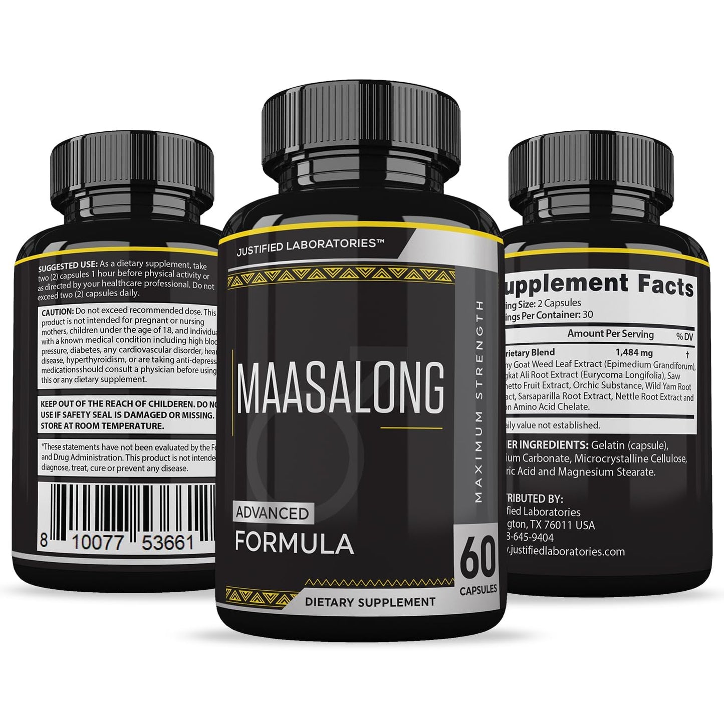 Justified Laboratories Maasalong Advanced Men's Health Formula 2 Pack – 120 Capsules