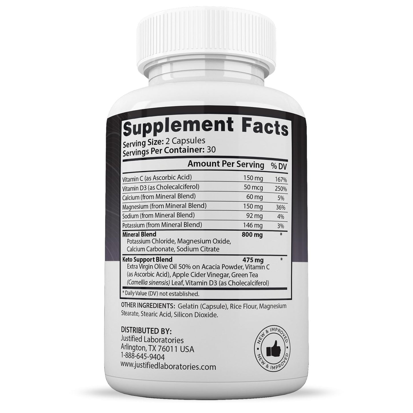 Justified Laboratories Advanced Keto 1500 – 2 Pack, 120 Veggie Capsules (1275mg)