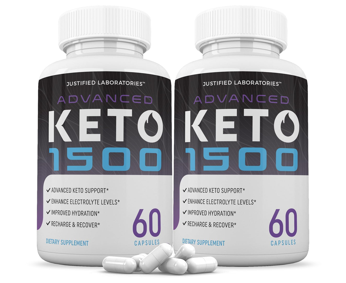 Justified Laboratories Advanced Keto 1500 – 2 Pack, 120 Veggie Capsules (1275mg)