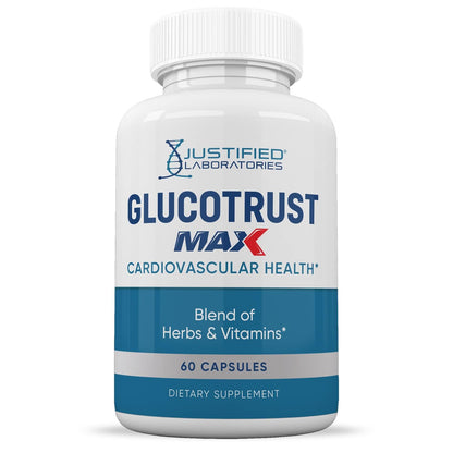 Justified Laboratories 2 Pack Glucotrust Max 1295MG Formula - 120 Capsules | Dietary Supplement
