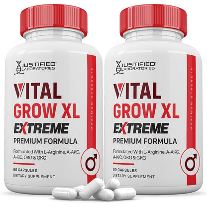 Justified Laboratories | Vital Grow XL Extreme 2 Pack – 1600MG Premium Formula for Men's Health | 120 Capsules