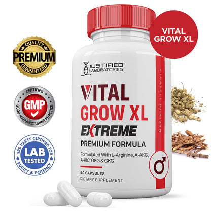 Justified Laboratories | Vital Grow XL Extreme 2 Pack – 1600MG Premium Formula for Men's Health | 120 Capsules