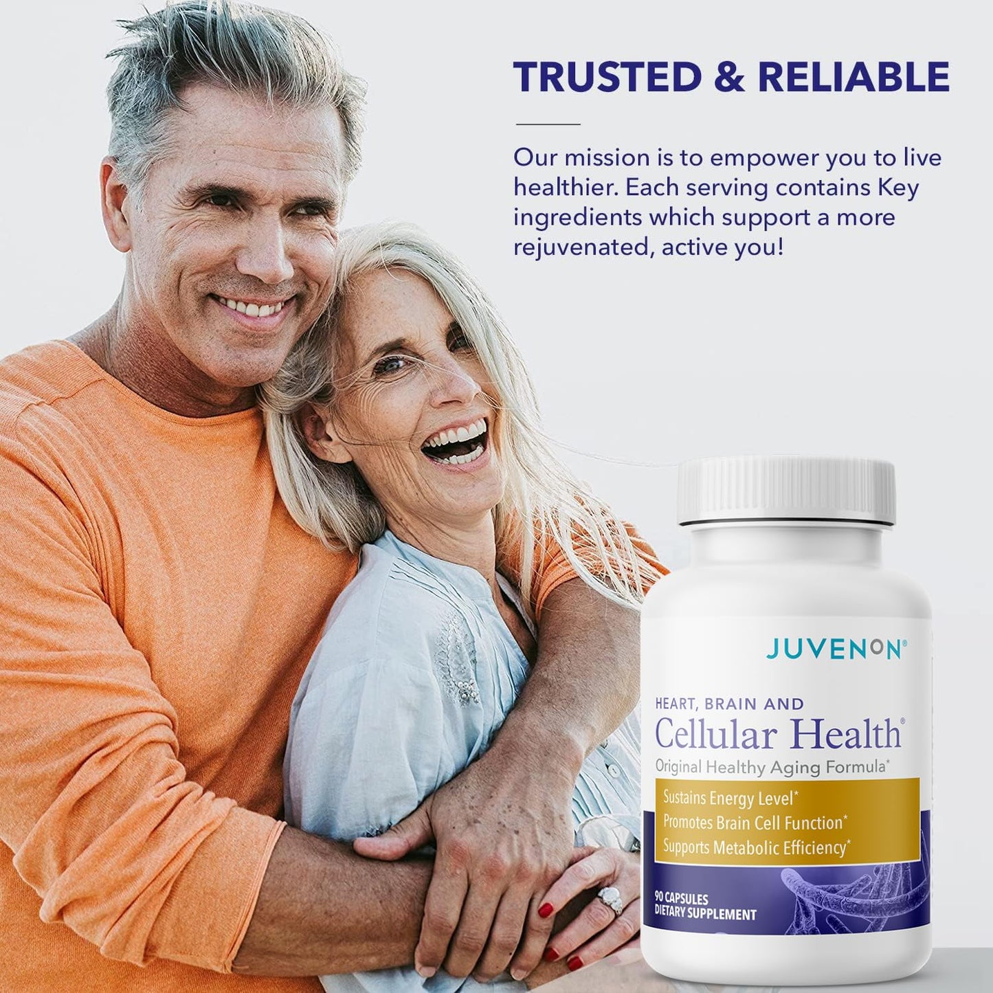 Juvenon Cellular Health | Acetyl L-Carnitine & Biotin for NAD+ Support, Energy & Focus – 90 Capsules