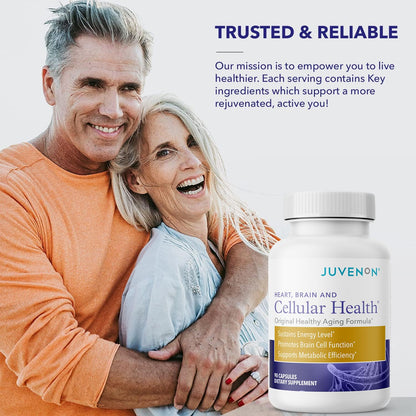 Juvenon Cellular Health | Acetyl L-Carnitine & Biotin for NAD+ Support, Energy & Focus – 90 Capsules
