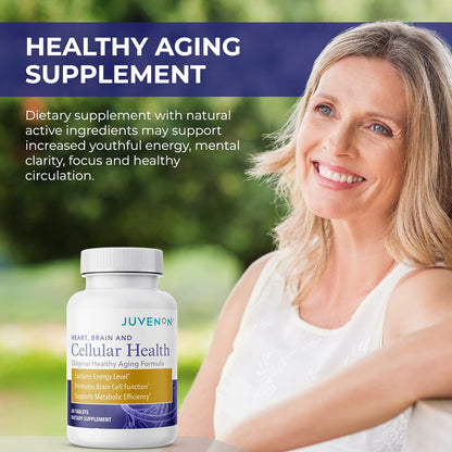 Juvenon Cellular Health – Brain & Heart Supplement with Acetyl L-Carnitine & Biotin (60 Tablets)