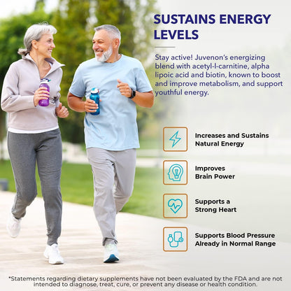 Juvenon Cellular Health | Acetyl L-Carnitine & Biotin for NAD+ Support, Energy & Focus – 90 Capsules