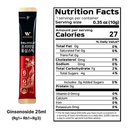 K-Herb Premium Korean Red Ginseng Sticks – 60 Sticks, 25mg Ginsenoside