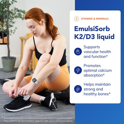 Pure Encapsulations EmulsiSorb K2/D3 Liquid - Enhanced-Absorption Vitamin K2 & D3 for Vascular Health | 0.7 Fl Oz