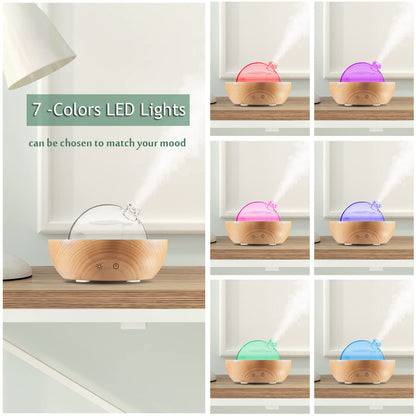 Kakoda Glass Essential Oil Diffuser – Real Wood Base, 7-Color LED, 2025 Upgrade