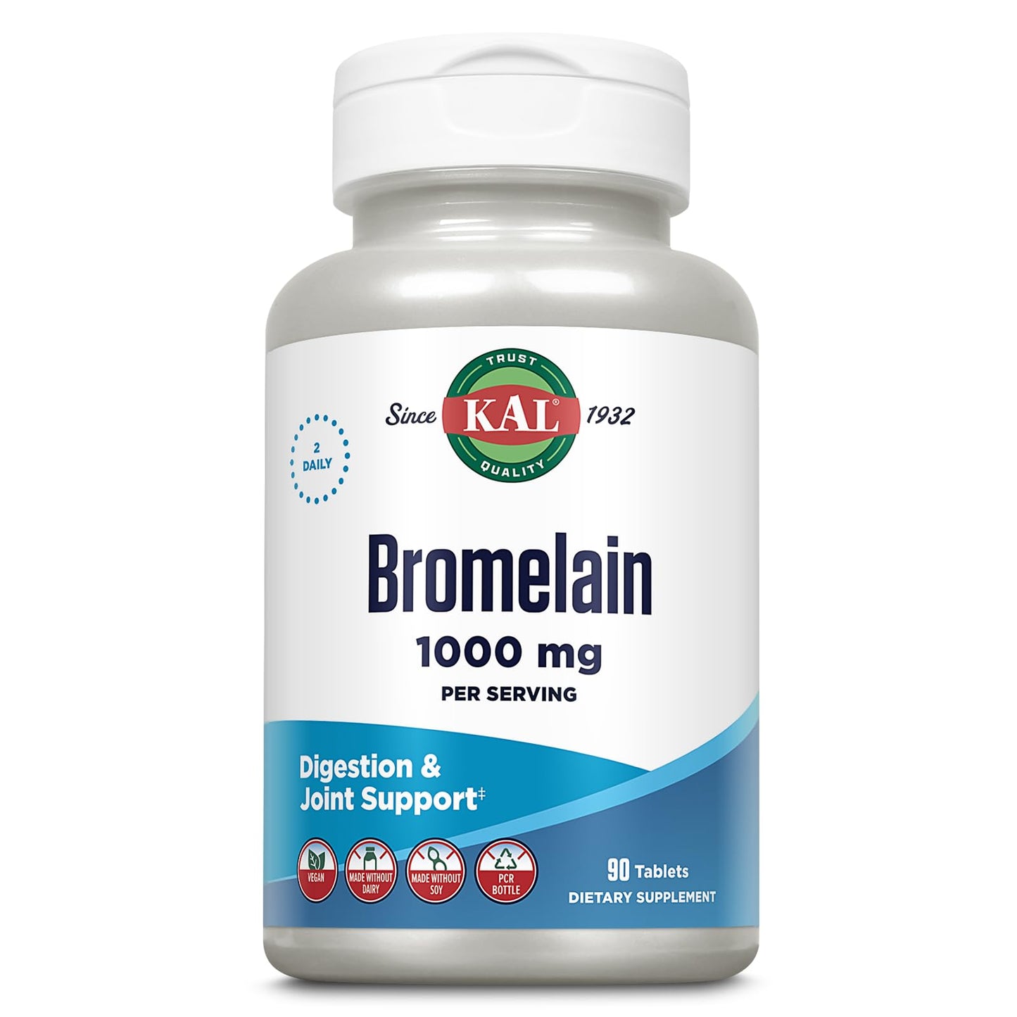 KAL Bromelain Tablets 1000 mg - 90 Count | Digestive Enzyme & Joint Support