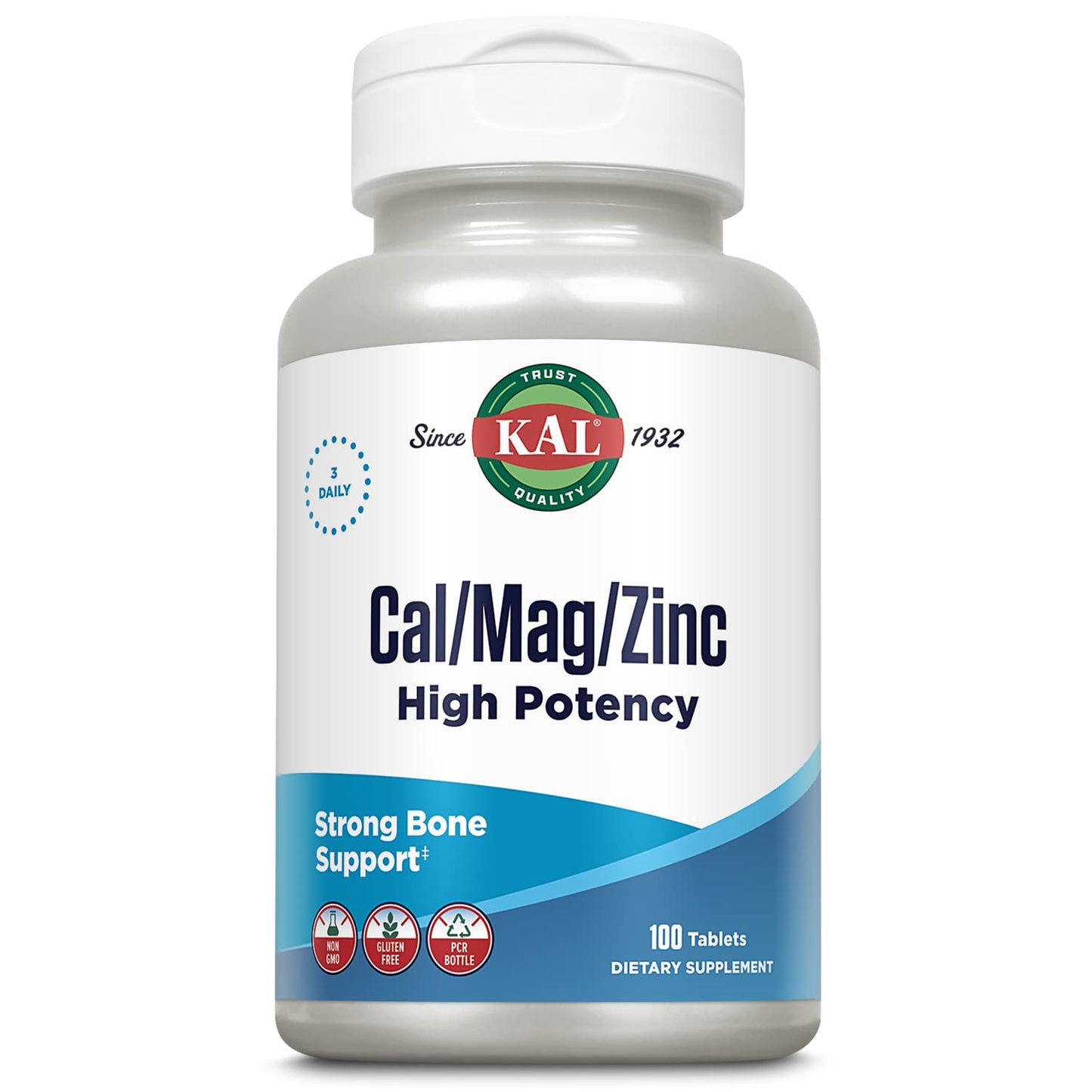 KAL Cal/Mag/Zinc 1000/400/15 mg – Bone, Muscle & Immune Support (100 ct)