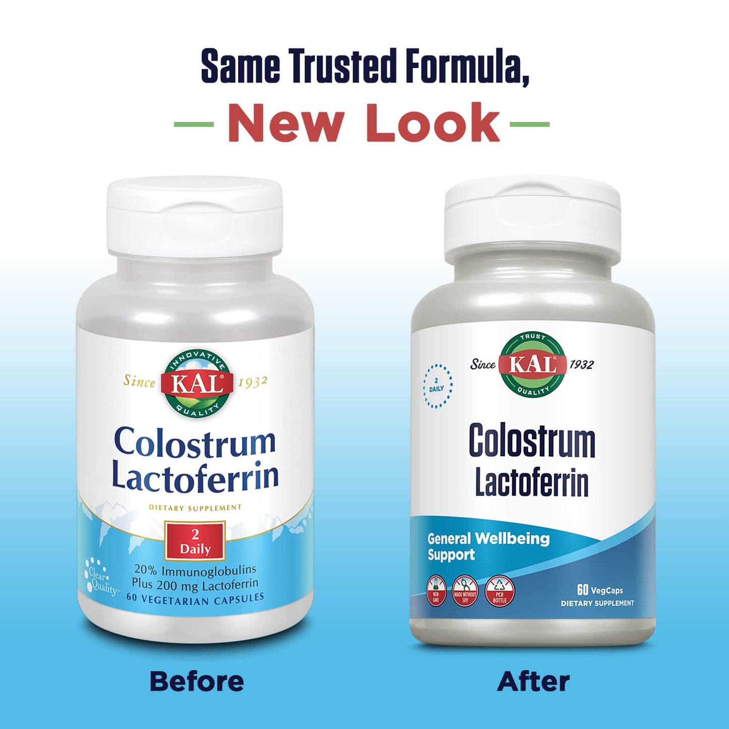 KAL Colostrum Lactoferrin with 20% Immunoglobulins | Immune Support | 30 Servings | 60 Caps
