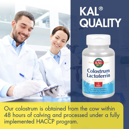 KAL Colostrum Lactoferrin with 20% Immunoglobulins | Immune Support | 30 Servings | 60 Caps