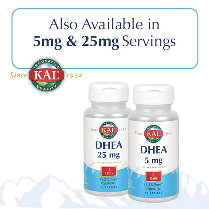 KAL DHEA-5 Tablets 5mg – 60 Count | DHEA Supplement