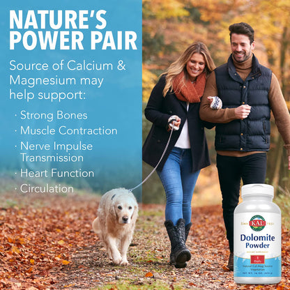 Kal Dolomite Powder, 16 Ounce – Calcium & Magnesium Source (Vegan)