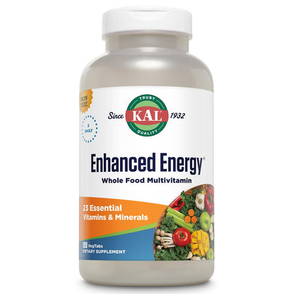 KAL® Enhanced Energy Multivitamin – Whole-Food Based Vitamins & Minerals with Antioxidants, Digestive Enzymes & Natural Carotenoids | 180 Capsules