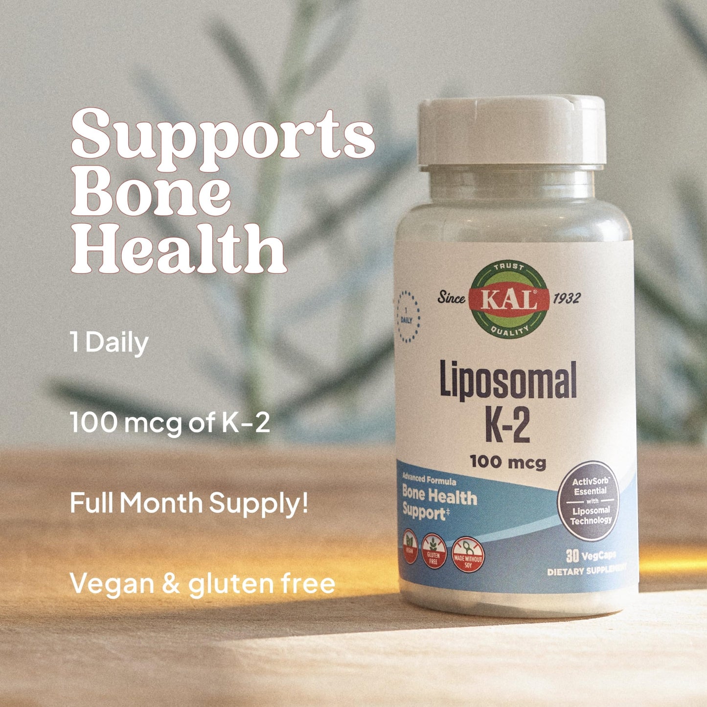 KAL Liposomal Vitamin K2 MK7 100 mcg – High Absorption, Vegan, Gluten Free, 30 Servings