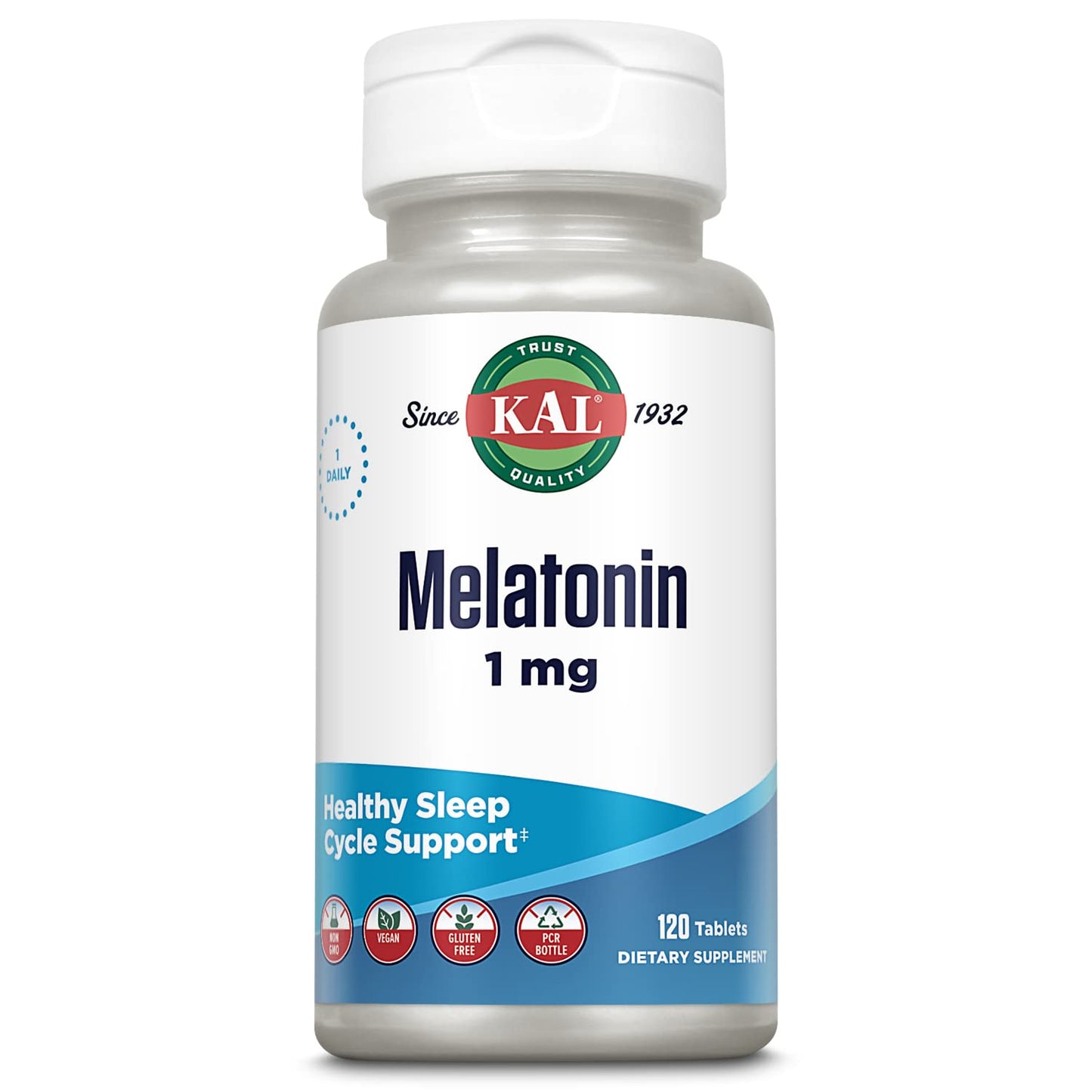 KAL Melatonin 1 mg Sleep Aid – Fast Acting, Vegan and Gluten Free
