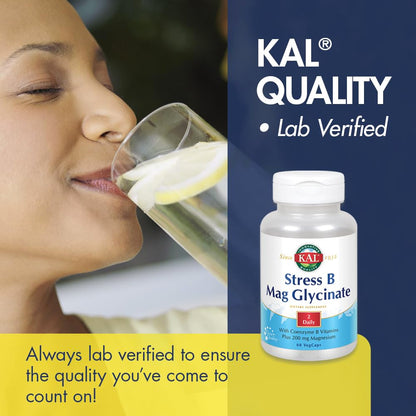 KAL Stress B Mag Glycinate - B-Complex with Magnesium Glycinate, 60 VegCaps