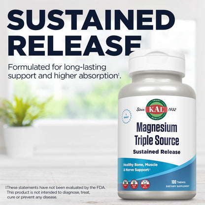 KAL Triple Source Magnesium Complex – 500 mg per Tablet, Vegan & Gluten Free