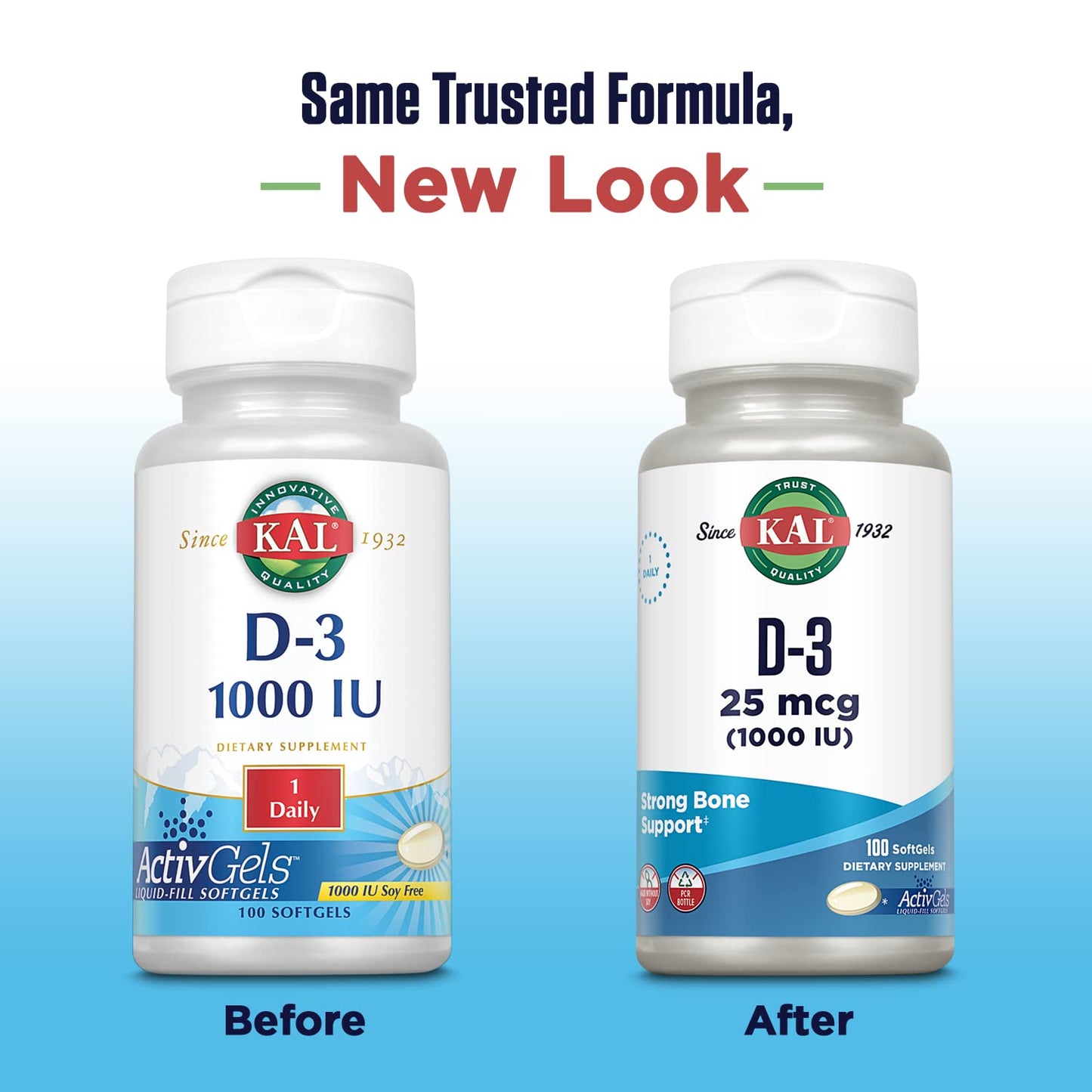 KAL Vitamin D3 1000 IU Softgels (25 mcg) – Immune Support, Calcium Absorption, ActivGel