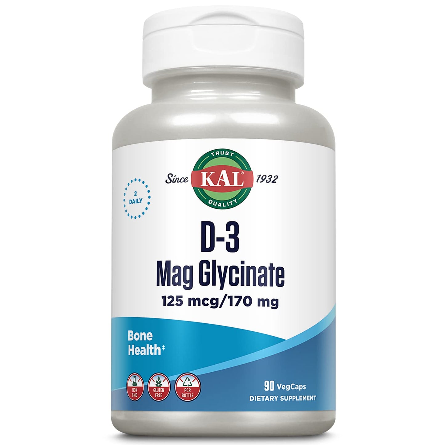 KAL Vitamin D3 & Magnesium Glycinate – Enhanced Absorption Formula with BioPerine for Bone, Muscle & Immune Support | Non-GMO, Gluten Free, 45 Servings, 90 VegCaps