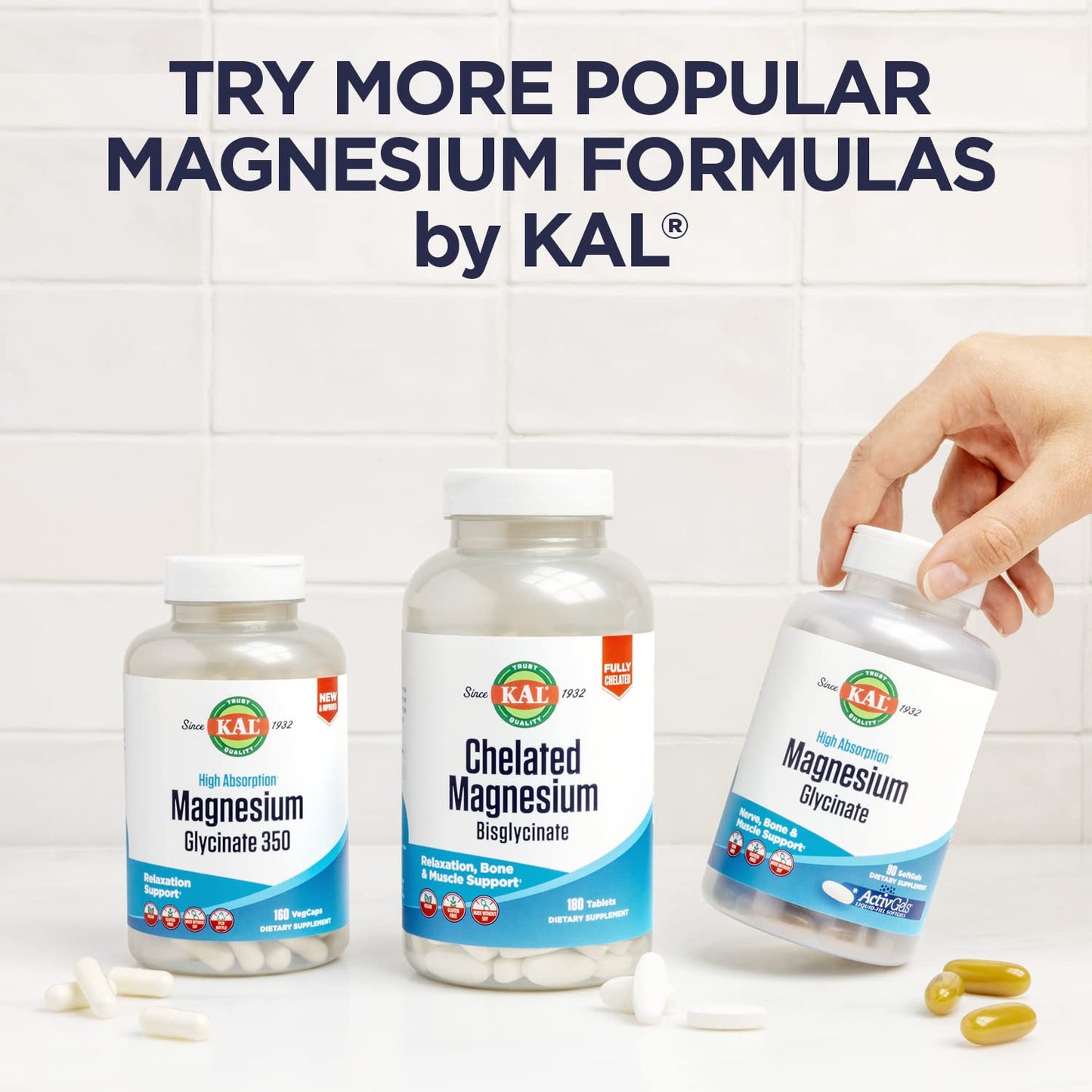 KAL Vitamin D3 & Magnesium Glycinate – Enhanced Absorption Formula with BioPerine for Bone, Muscle & Immune Support | Non-GMO, Gluten Free, 45 Servings, 90 VegCaps
