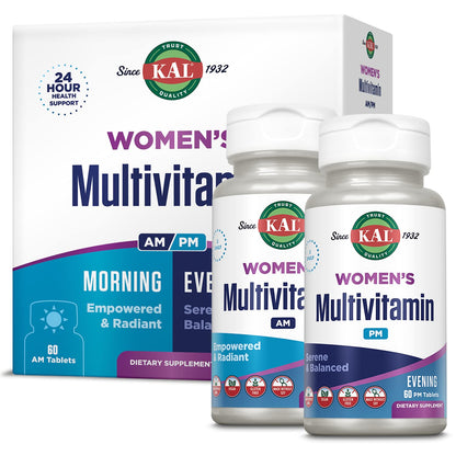 KAL Women's Multivitamin AM/PM – 2-in-1 Multivitamins for Women | Vegan | 120 Tablets