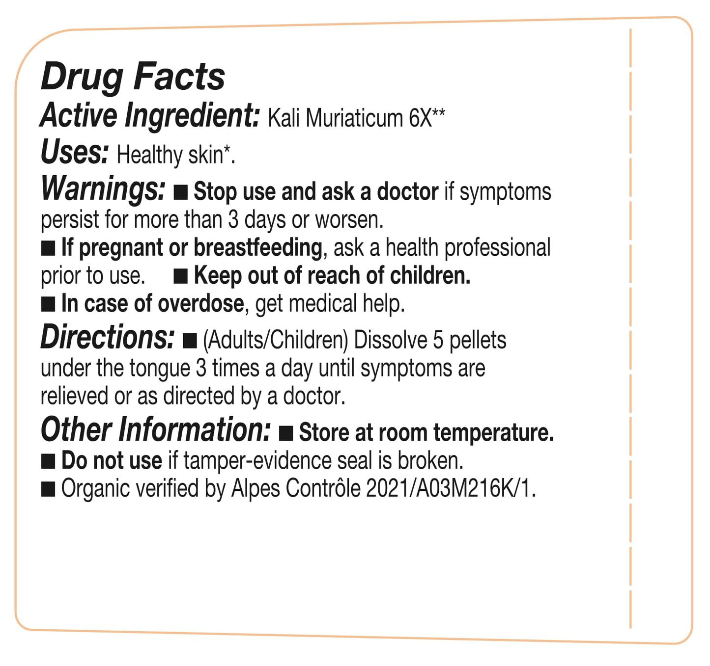 Kali Muriaticum - OLLOIS - Organic & Vegan, Kosher certified, Cell Salt #5 (approx. 80 pellets)