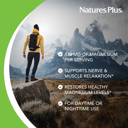 Natures Plus Kalmassure Magnesium - 400 mg, 90 Vegan Capsules - Natural Stress Relief Supplement, Supports Nerve and Muscle Relaxation - Vegetarian, Gluten-Free - 30 Servings