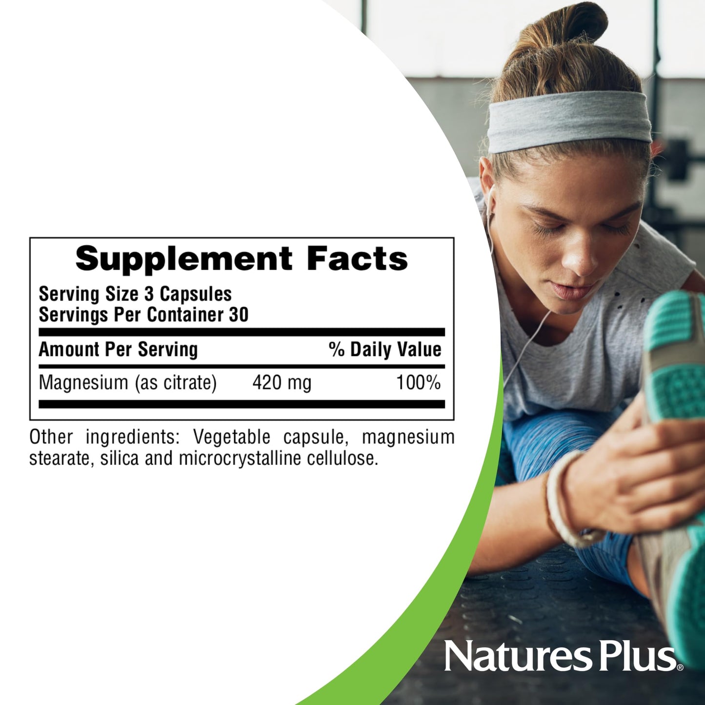 Natures Plus Kalmassure Magnesium - 400 mg, 90 Vegan Capsules - Natural Stress Relief Supplement, Supports Nerve and Muscle Relaxation - Vegetarian, Gluten-Free - 30 Servings