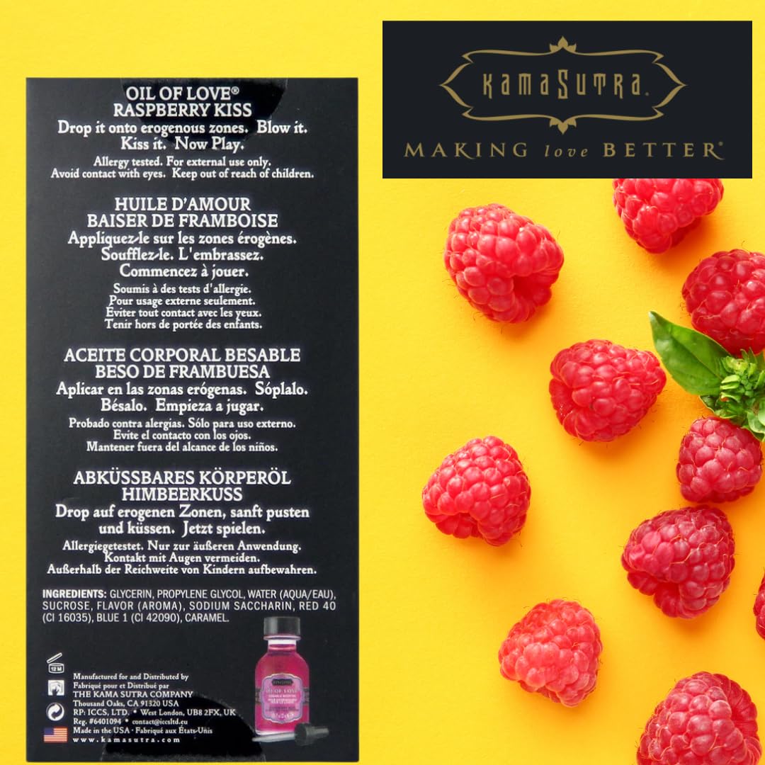 Kama Sutra Oil of Love Raspberry Kiss – Kissable Warming Foreplay Oil