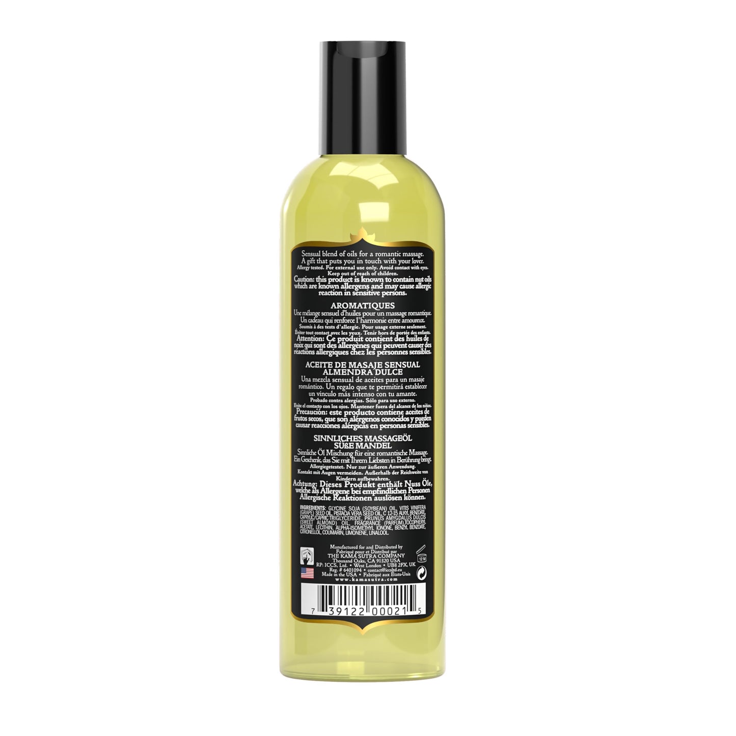 KAMA SUTRA Aromatics Sweet Almond Massage Oil 8oz – Warming, Sensual for Couples