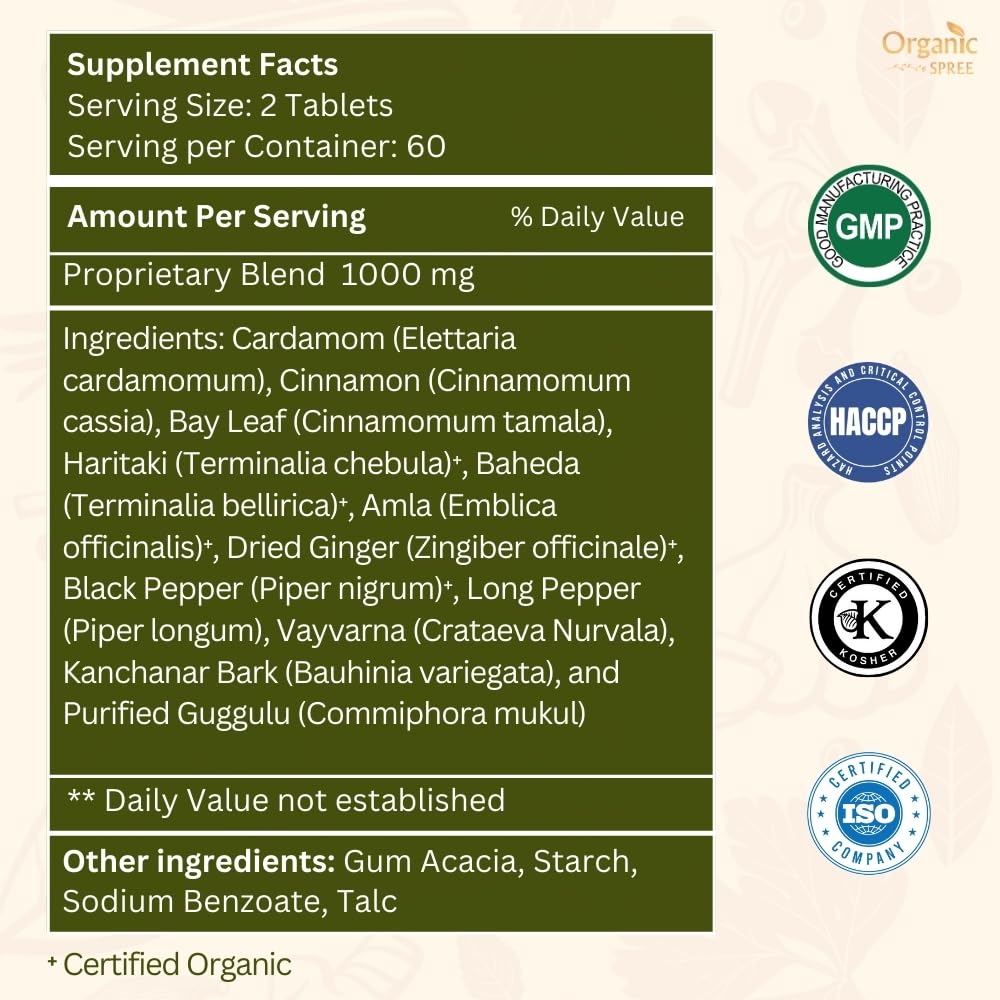 ORGANIC SPREE Kanchnar Guggulu 120 Tablets – Detox & Lymphatic Health | Ayurvedic, Vegetarian, Certified