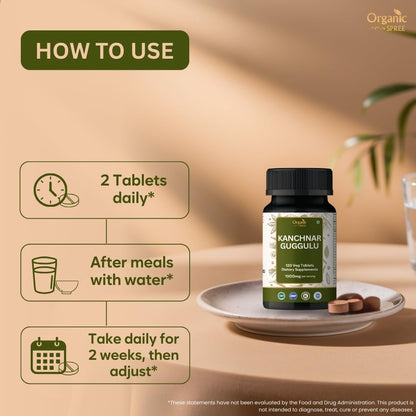 ORGANIC SPREE Kanchnar Guggulu 120 Tablets – Detox & Lymphatic Support