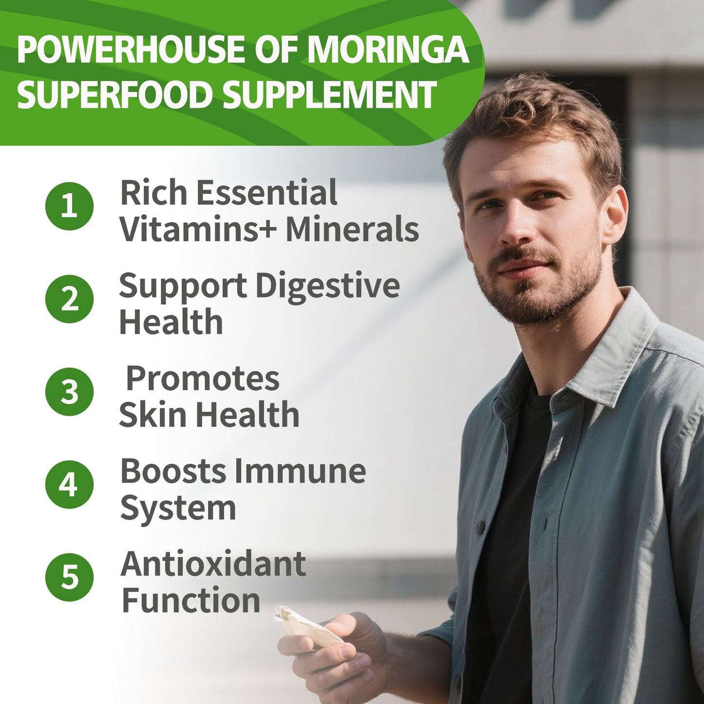 KangRiXin Moringa Capsules with Pure Moringa Powder | Skin Health and Immune Support | Non GMO, Gluten Free（150PCS）