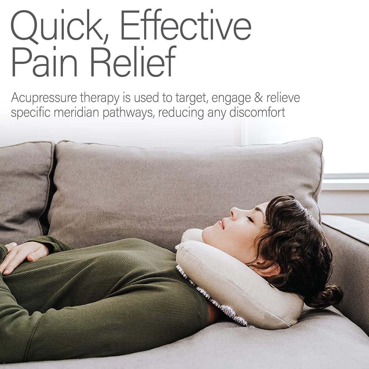 Kanjo Memory Foam Acupressure Neck Pillow – Travel Pillow with Carry Bag