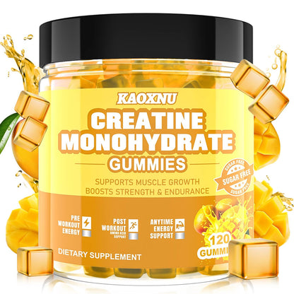 KAOXNU Creatine Monohydrate Gummies – 2 Pack, 120 Count, Sugar Free, 5.6g per Serving
