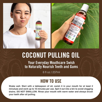 Kapuluan Coconut Oil Pulling for Teeth and Gums – Pure Peppermint Mouthwash, 100% Natural, Non-GMO, Ayurvedic