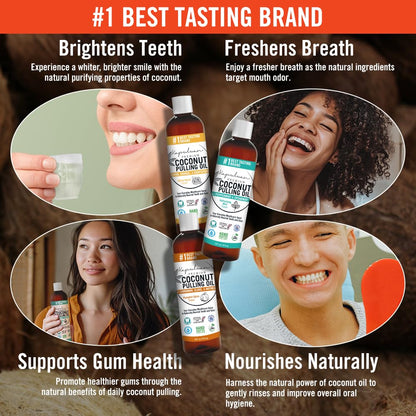 Kapuluan Coconut Oil Pulling for Teeth and Gums – Pure Peppermint Mouthwash, 100% Natural, Non-GMO, Ayurvedic